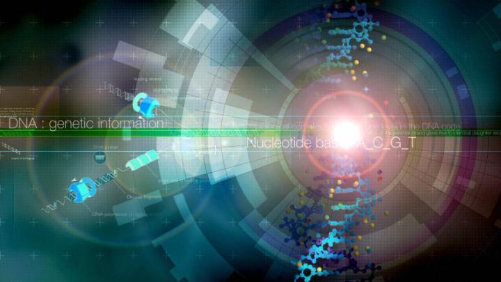 Computer graphics image representing the science of molecular biology. Credit Pete Jeffs, Wellcome Images 