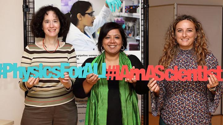 Shobhana Narasimhan (centre) with Liz Simmons and Erika Coppola, co-organisers of ICTP's Career Development Workshops for Women in Physics